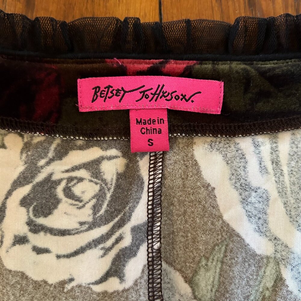 Vintage Y2K Betsey Johnson Velvet Floral Bustle Top - Picture 15 of 15
